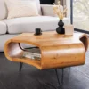 Massiver Couchtisch ORGANIC LIVING 90cm braun honey finish Akazienholz mit Stauraum