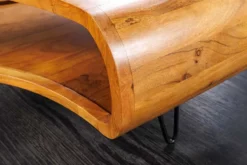Massiver Couchtisch ORGANIC LIVING 90cm braun honey finish Akazienholz mit Stauraum