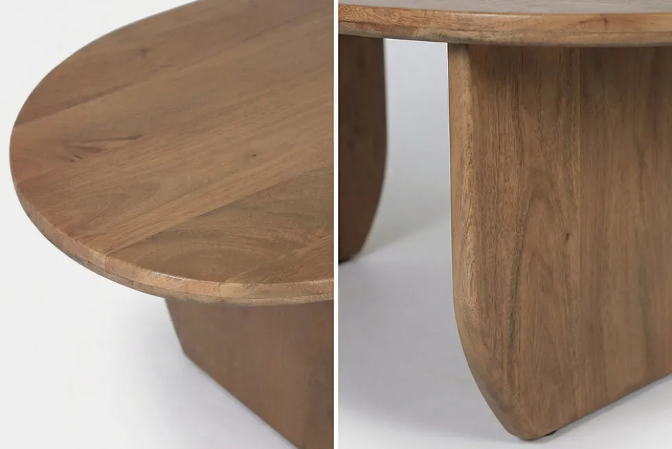 Massiver Couchtisch ORGANIC 120cm natur honey finish Mangoholz organische Form