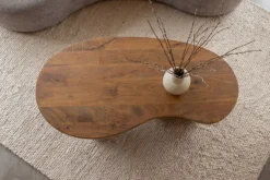 Massiver Couchtisch ORGANIC 120cm natur honey finish Mangoholz organische Form