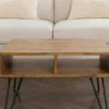 Massiver Couchtisch SCORPION 60cm braun honey finish Mangoholz mit Hairpin Legs