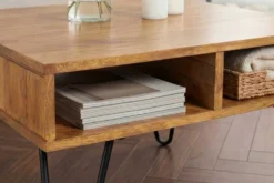 Massiver Couchtisch SCORPION 60cm braun honey finish Mangoholz mit Hairpin Legs