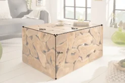 Massiver Couchtisch SQUARE 90cm Teakholz Würfel Handarbeit