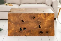 Massiver Couchtisch SQUARE 90cm Teakholz Würfel Handarbeit