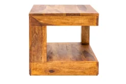Massiver Edelholz Couchtisch GIANT 45cm braun Sheesham stone finish mit Ablage