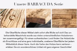 Massiver Esstisch BARRACUDA 180cm Teakholz inkl. Glasplatte mit X-Gestell