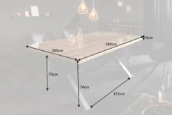Massiver Esstisch BARRACUDA 180cm Teakholz inkl. Glasplatte mit X-Gestell