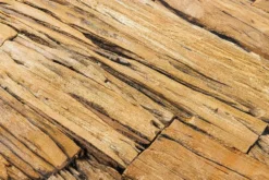 Massiver Esstisch BARRACUDA 220cm braun Teakholz silber Sterngestell Glasplatte