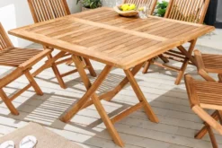 Massiver Esstisch EMPIRE TEAK 100cm natur Teakholz klappbar