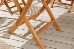 Massiver Esstisch EMPIRE TEAK 100cm natur Teakholz klappbar
