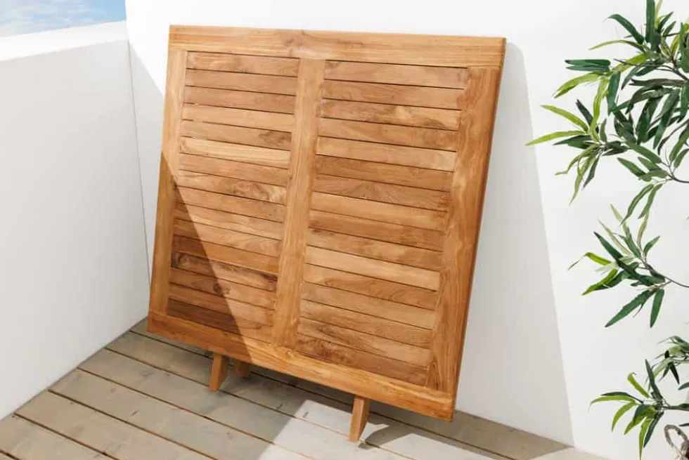 Massiver Esstisch EMPIRE TEAK 100cm natur Teakholz klappbar