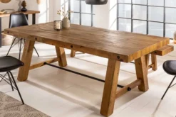 Massiver Esstisch FINCA 200cm vintage braun recyceltes Pinienholz Industrial Design