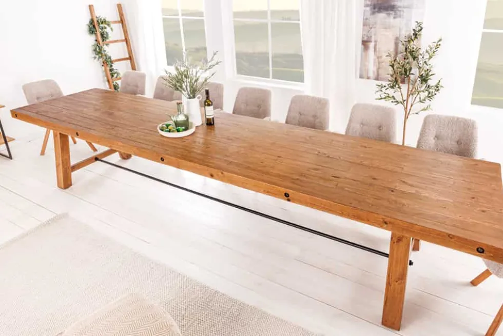 Massiver Esstisch FINCA 300cm vintage braun recyceltes Pinienholz