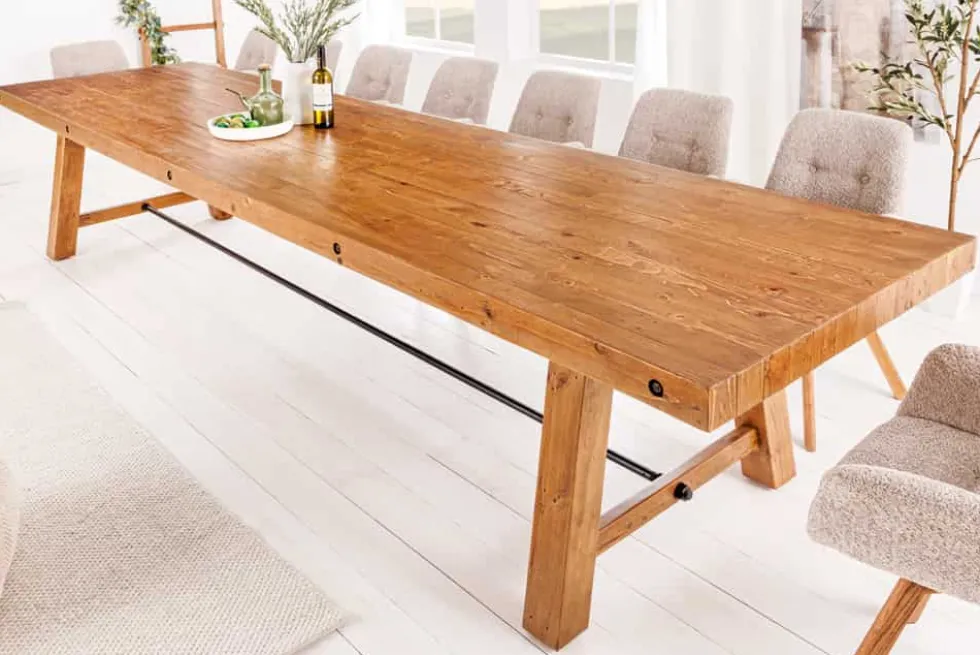 Massiver Esstisch FINCA 300cm vintage braun recyceltes Pinienholz