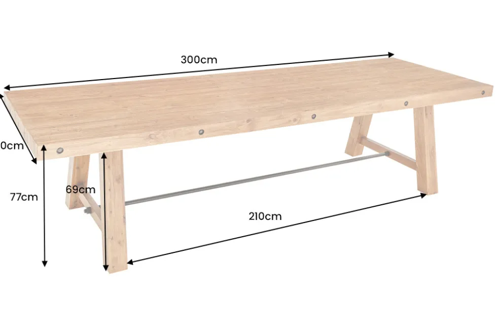 Massiver Esstisch FINCA 300cm vintage braun recyceltes Pinienholz