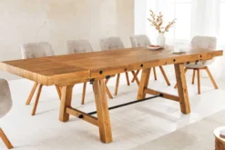 Massiver Esstisch FINCA 165-240cm vintage braun verlängerbar recyceltes Pinienholz