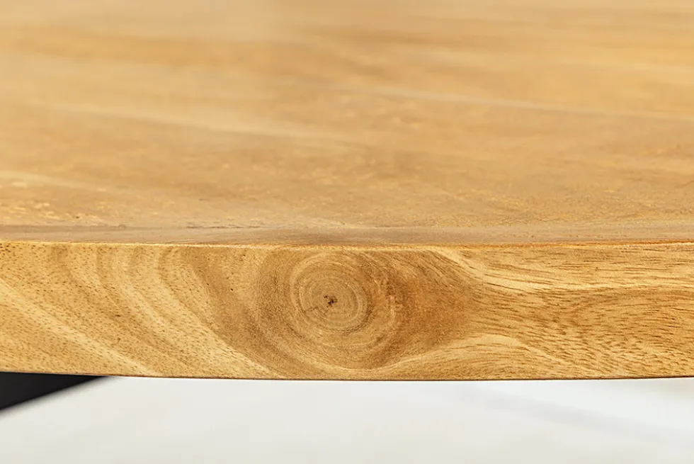 Massiver Esstisch GALAXIE 240cm braun Mangoholz oval schwarz Eisen Sterngestell