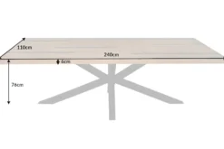 Massiver Esstisch GALAXIE 240cm vintage braun recyceltes Pinienholz schwarzes Stahlgestell