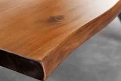 Massiver Esstisch GENESIS 200cm braun Akazienholz schwarz X-Gestell Baumkante
