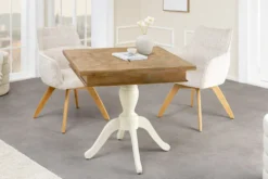 Massiver Esstisch HAMPTONS 70cm hellbraun creme recycelte Pinie Bistrotisch
