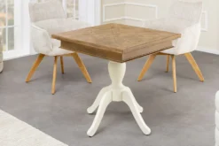 Massiver Esstisch HAMPTONS 70cm hellbraun creme recycelte Pinie Bistrotisch