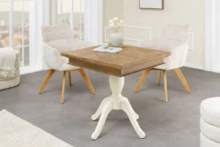 Massiver Esstisch HAMPTONS 70cm hellbraun creme recycelte Pinie Bistrotisch
