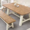 Massiver Esstisch HAMPTONS 200cm hellbraun creme Pinienholz