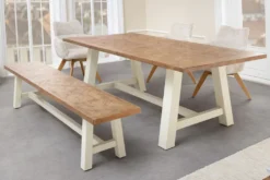 Massiver Esstisch HAMPTONS 200cm hellbraun creme Pinienholz