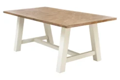 Massiver Esstisch HAMPTONS 165cm hellbraun creme Pinienholz