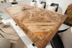 Massiver Esstisch INFINITY HOME 160cm natur schwarz Mangoholz Industrial Design X-Gestell