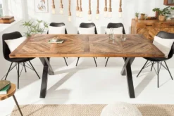 Massiver Esstisch INFINITY HOME 160cm natur schwarz Mangoholz Industrial Design X-Gestell