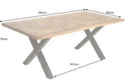Massiver Esstisch INFINITY HOME 160cm natur schwarz Mangoholz Industrial Design X-Gestell