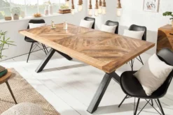 Massiver Esstisch INFINITY HOME 200cm natur schwarz Mangoholz Industrial Design X-Gestell