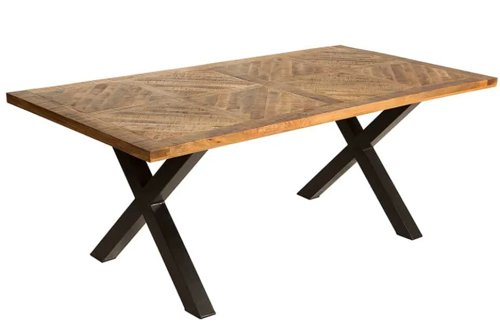 Massiver Esstisch INFINITY HOME 200cm natur schwarz Mangoholz Industrial Design X-Gestell