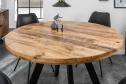 Massiver Esstisch IRON CRAFT 120cm rund natur Mangoholz