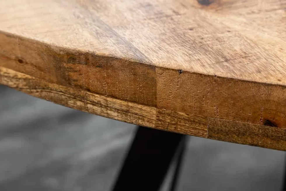 Massiver Esstisch IRON CRAFT 120cm rund natur Mangoholz