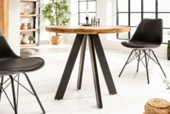 Massiver Esstisch IRON CRAFT 80cm rund natur Mangoholz