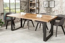 Massiver Esstisch IRON CRAFT 160cm natur Mangoholz Eisen Kufengestell Industrial Design