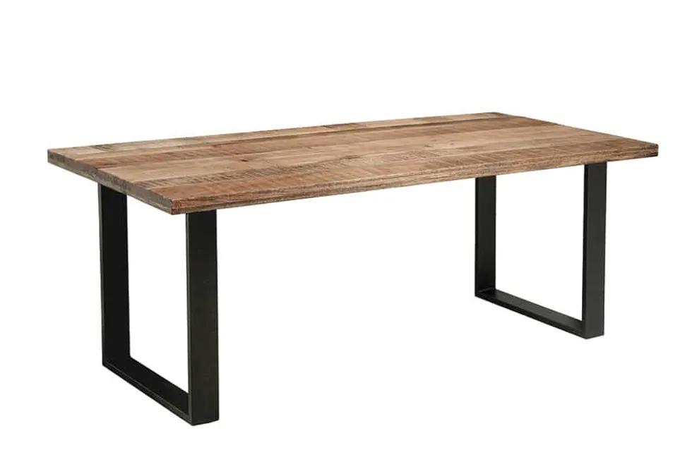 Massiver Esstisch IRON CRAFT 160cm natur Mangoholz Eisen Kufengestell Industrial Design