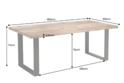 Massiver Esstisch IRON CRAFT 180cm natur Mangoholz Eisen Kufengestell Industrial Design