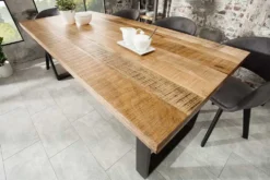 Massiver Esstisch IRON CRAFT 180cm natur Mangoholz Eisen Kufengestell Industrial Design