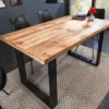 Massiver Esstisch IRON CRAFT 120cm Mangoholz schwarzes Eisengestell Kufe Industrial Design