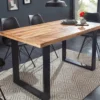 Massiver Esstisch IRON CRAFT 140cm Mangoholz schwarzes Eisengestell Kufe Industrial Design