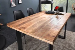 Massiver Esstisch IRON CRAFT 140cm Mangoholz schwarzes Eisengestell Kufe Industrial Design