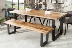 Massiver Esstisch IRON CRAFT 200cm natur Mangoholz Eisen Kufengestell Industrial Design