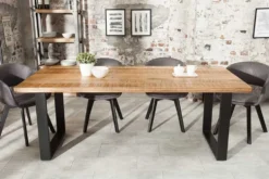 Massiver Esstisch IRON CRAFT 200cm natur Mangoholz Eisen Kufengestell Industrial Design