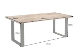 Massiver Esstisch IRON CRAFT 200cm natur Mangoholz Eisen Kufengestell Industrial Design