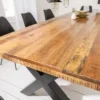 Massiver Esstisch IRON CRAFT 200cm natur Mangoholz Industrial Design X-Gestell schwarz Metall