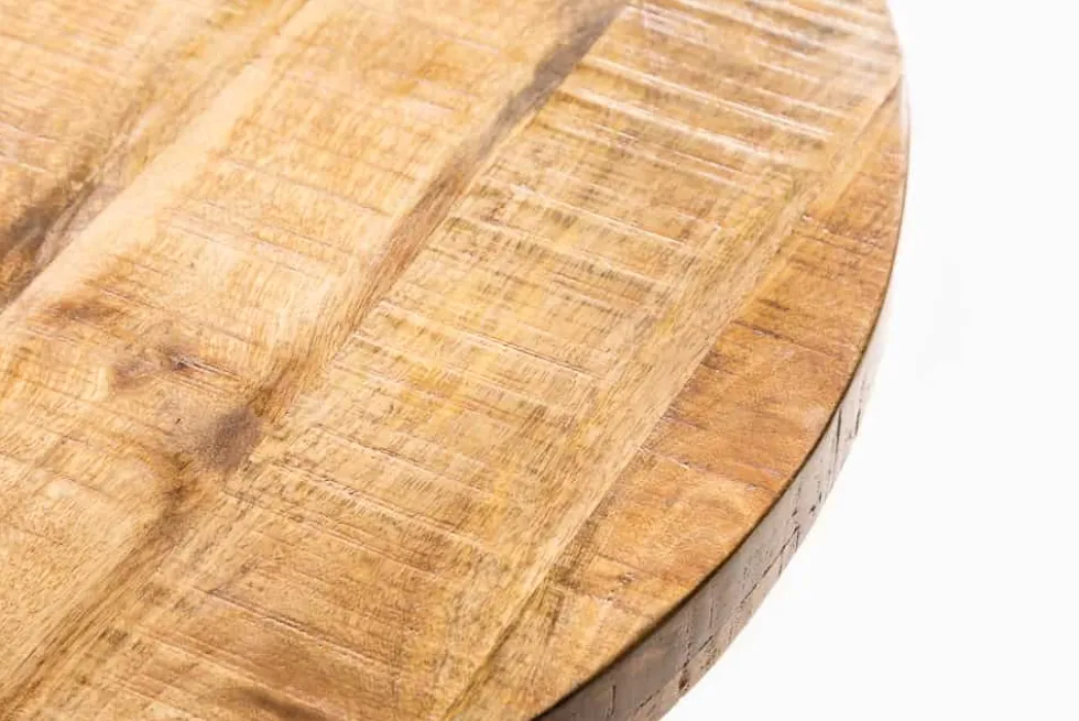 Massiver Esstisch IRON CRAFT 100cm rund natur Mangoholz schwarzes Metallgestell