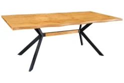 Massiver Esstisch LOFT 200cm natur Eichenholz schwarzes Eisengestell Industrial